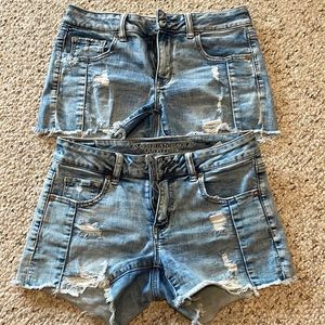 AE Two Pair Short and Sexy Distressed Shorts Size 8
